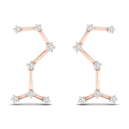 Diamond Scorpio Constellation Earrings 1/8 ct tw Round 14K Rose Gold