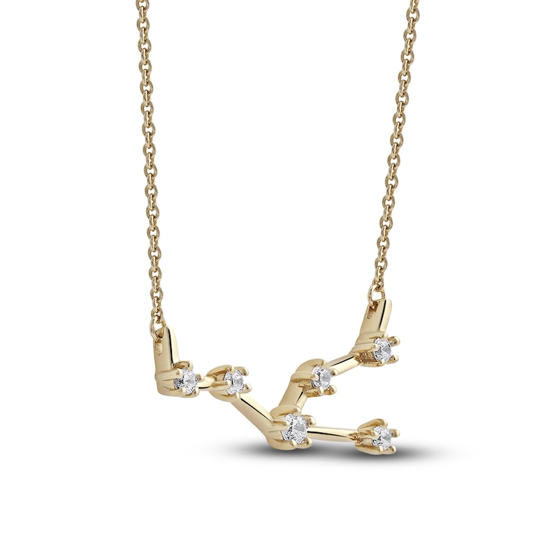 Main Image 2 of Diamond Taurus Constellation Pendant Necklace 1/6 ct tw Round 14K Yellow Gold