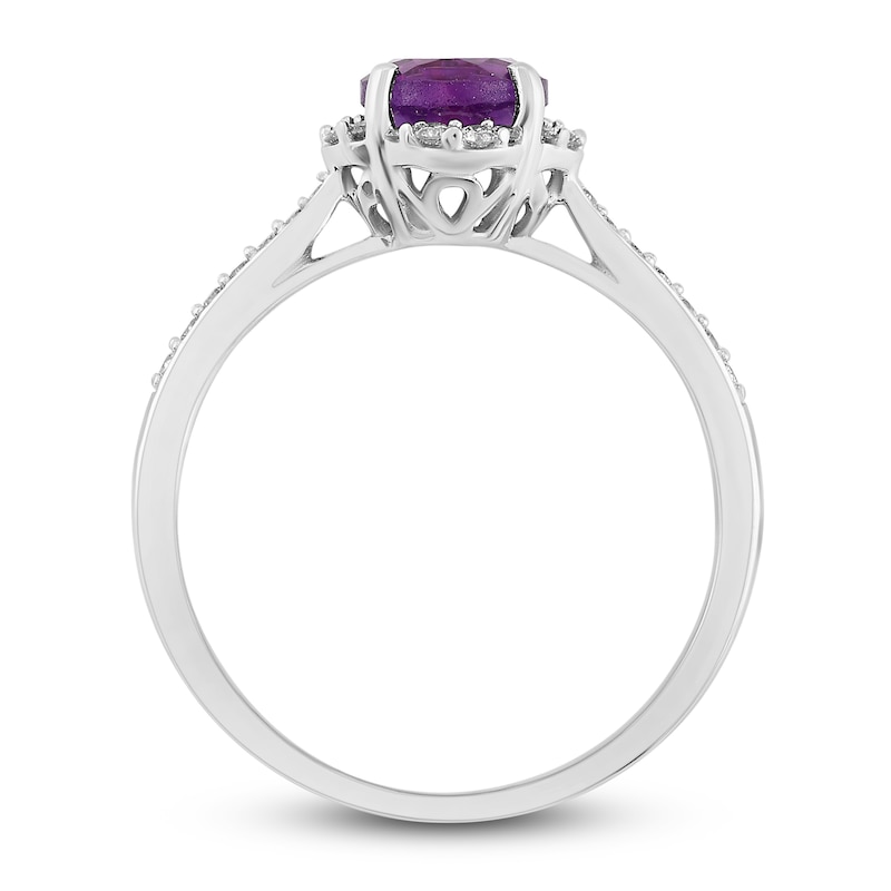 Natural Amethyst Engagement Ring 1/6 ct tw Diamonds 14K White Gold