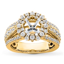 Diamond Engagement Ring Setting 1-1/4 ct tw Round 18K Yellow Gold