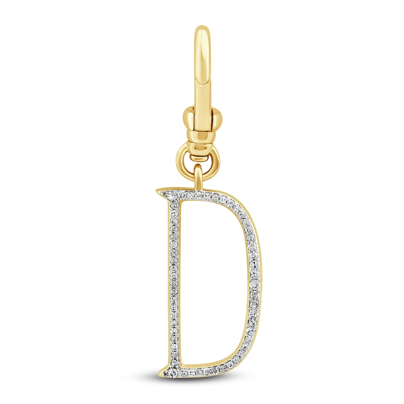 Charm'd by Lulu Frost Diamond Letter D Charm 1/10 ct tw Pavé Round 10K Yellow Gold
