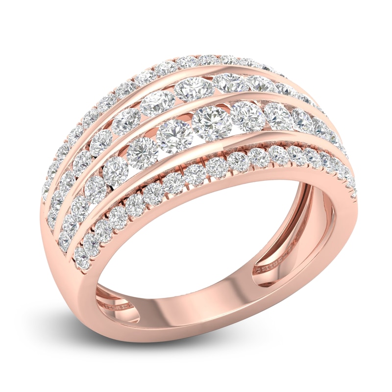 Main Image 2 of Diamond 4-Row Anniversary Band 1 ct tw Round 14K Rose Gold