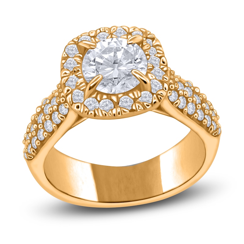 Main Image 1 of Diamond Halo Engagement Ring 1-5/8 ct tw Round 14K Yellow Gold