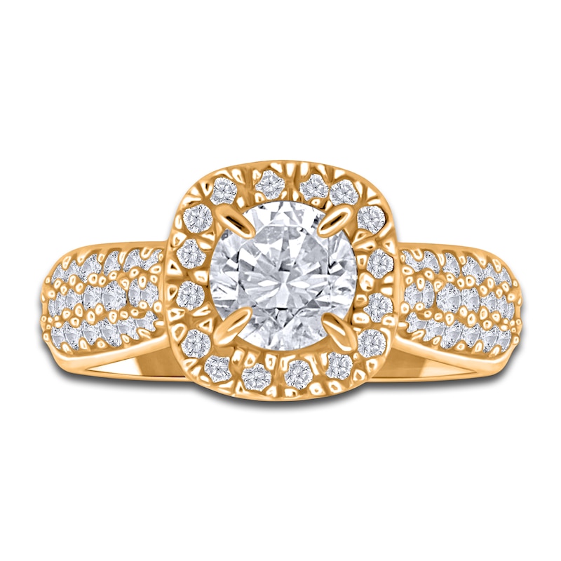 Main Image 3 of Diamond Halo Engagement Ring 1-5/8 ct tw Round 14K Yellow Gold