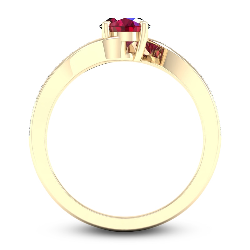 Main Image 3 of Natural Ruby Ring 1/10 ct tw Diamonds 14K Yellow Gold