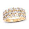 Thumbnail Image 1 of Brown & White Diamond Ring 1 ct tw Round/Baguette 14K Yellow Gold