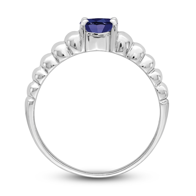 Main Image 2 of Natural Blue Sapphire Oval Bezel Ring 14K White Gold