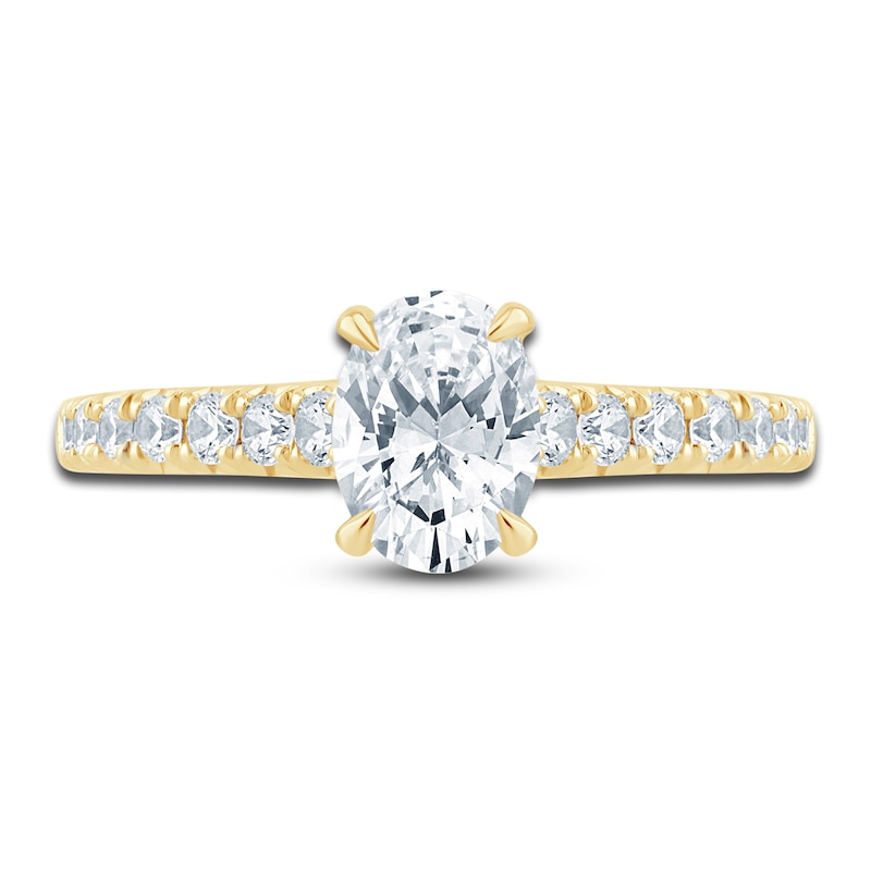 Main Image 3 of Diamond Hidden Halo Engagement Ring 1-1/2 ct tw Oval/Round 14K Yellow Gold