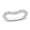 Thumbnail Image 1 of Milgrain Contour Wedding Band Diamond Accents 14K White Gold