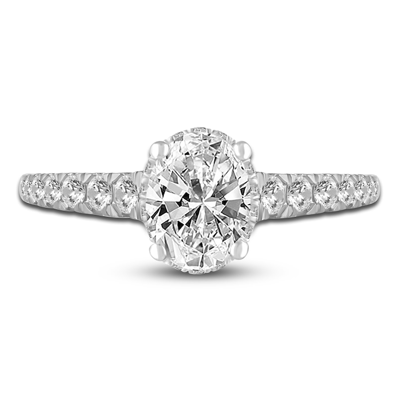 Main Image 3 of Diamond Halo Engagement Ring 1-3/8 ct tw Oval/Round 14K White Gold