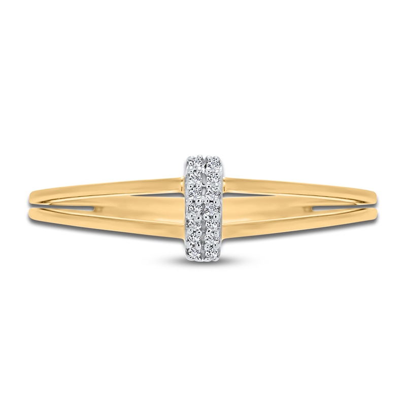 Main Image 2 of High-Polish Vertical Bar Ring Diamond Accents 14K Yellow Gold