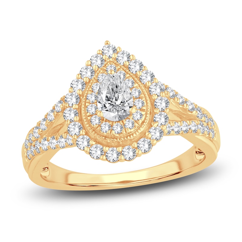 Main Image 1 of Diamond Engagement Ring 1 ct tw Pear/Round 14K Yellow Gold