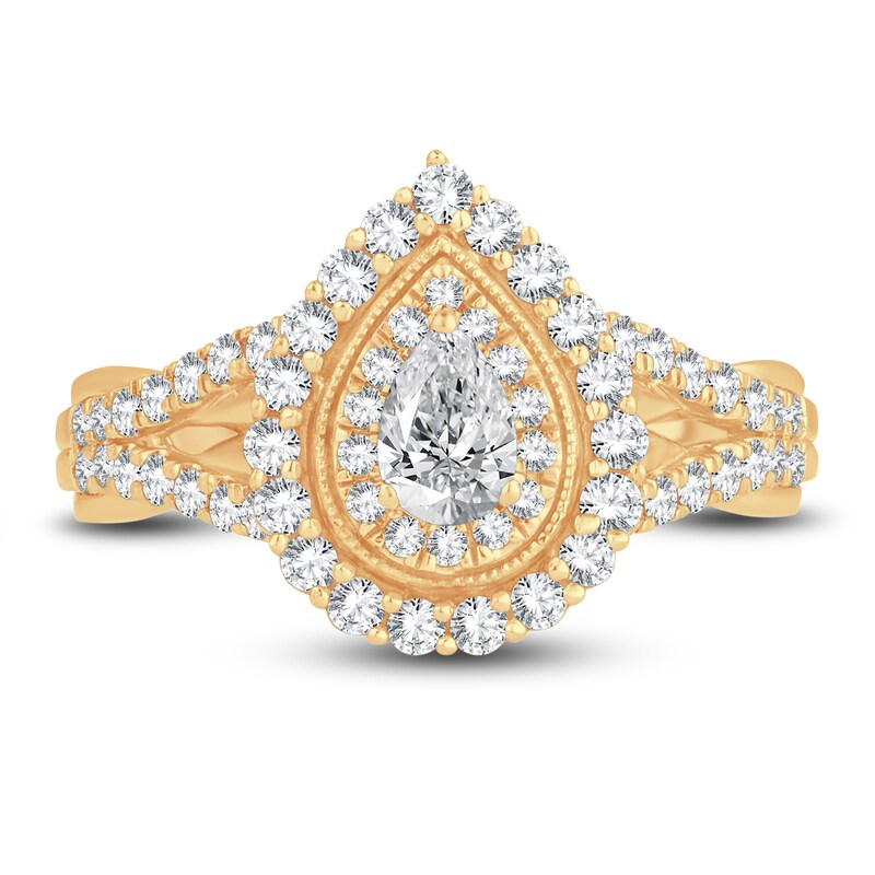 Main Image 3 of Diamond Engagement Ring 1 ct tw Pear/Round 14K Yellow Gold