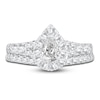 Thumbnail Image 2 of Diamond Double Halo Bridal Set 1-1/2 ct tw Pear/Round 14K White Gold