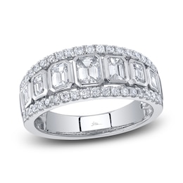 Shy Creation Diamond Ring 1-1/2 ct tw Emerald/Round 14K White Gold SC22008862