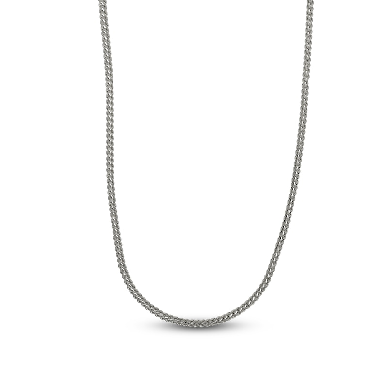 Hollow Franco Chain Necklace 14K White Gold 22" 2.4mm