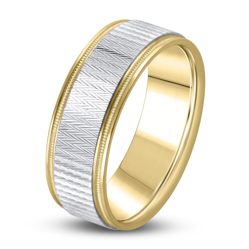 Main Image 3 of Men's Zig-Zag Wedding Band 14K Two-Tone Gold 7.0mm