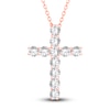 Thumbnail Image 0 of Lab-Created Diamond Cross Pendant Necklace 5-1/2 ct tw Round 14K Rose Gold