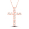 Thumbnail Image 2 of Lab-Created Diamond Cross Pendant Necklace 5-1/2 ct tw Round 14K Rose Gold