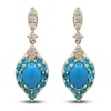 Thumbnail Image 1 of Natural Turquoise & Diamond Drop Earrings 1/4 ct tw 14K Yellow Gold