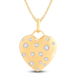 Diamond Heart Pendant Necklace 1/4 ct tw Round 14K Yellow Gold 18&quot;