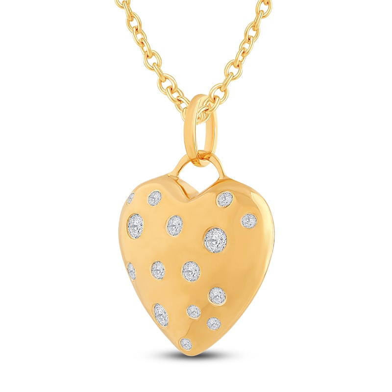 Diamond Heart Pendant Necklace 1/4 ct tw Round 14K Yellow Gold 18"