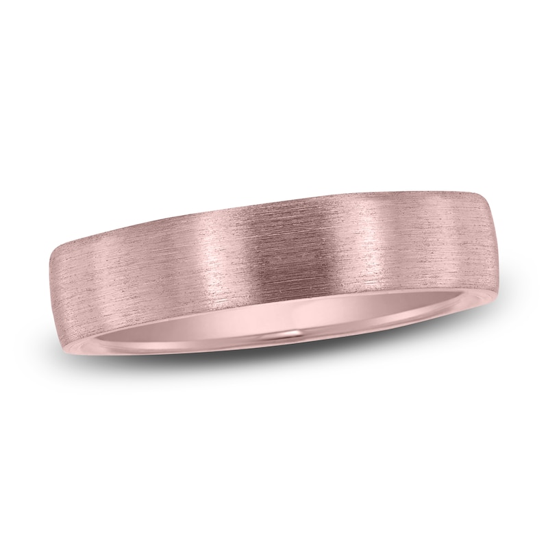 Dome Wire Brush Wedding Band 14K Rose Gold 5mm