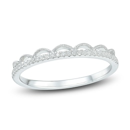 Diamond Scallop Anniversary Band 1/8 ct tw 14K White Gold