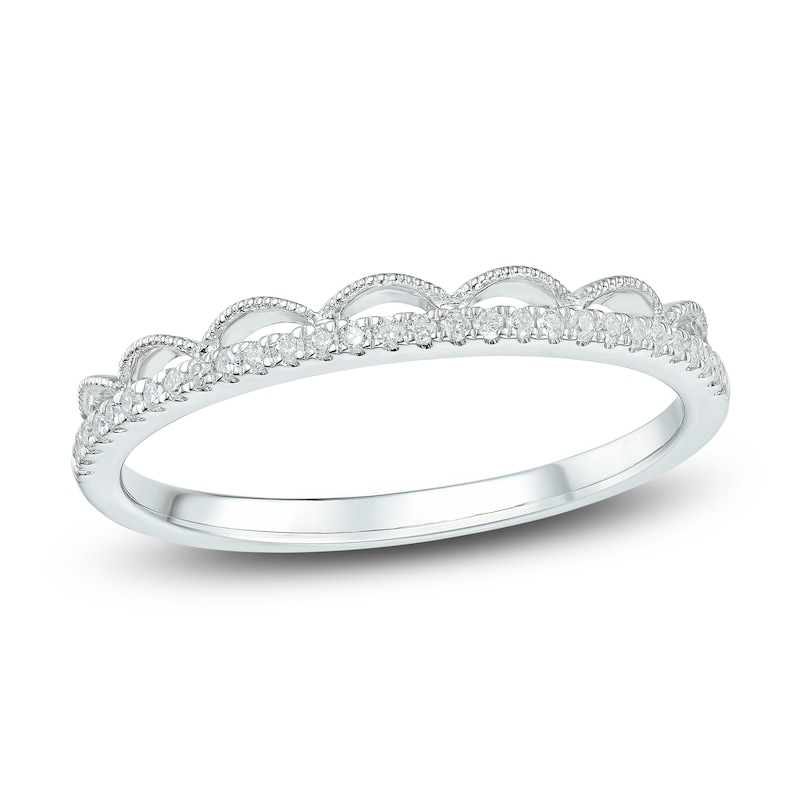 Main Image 1 of Diamond Scallop Anniversary Band 1/8 ct tw 14K White Gold