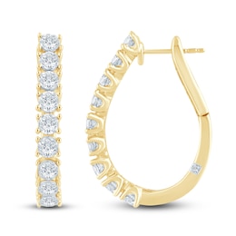 Pnina Tornai Diamond Hoop Earrings 2 ct tw Round 14K Yellow Gold