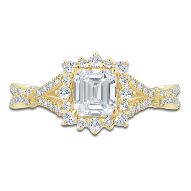 Pnina Tornai Radiant-Cut Diamond Halo Engagement Ring 1-1/4 ct tw 14K Yellow Gold