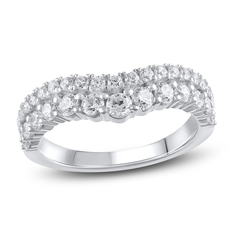 Main Image 1 of Certified Diamond Two-Row Contour Anniversary Ring 1 ct tw 14K White Gold