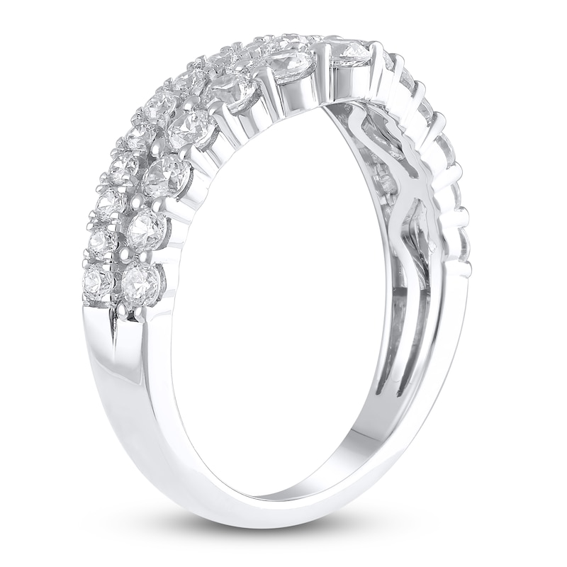 Main Image 2 of Certified Diamond Two-Row Contour Anniversary Ring 1 ct tw 14K White Gold