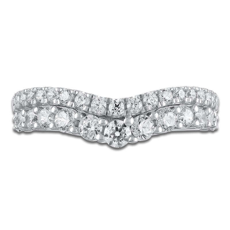 Main Image 3 of Certified Diamond Two-Row Contour Anniversary Ring 1 ct tw 14K White Gold