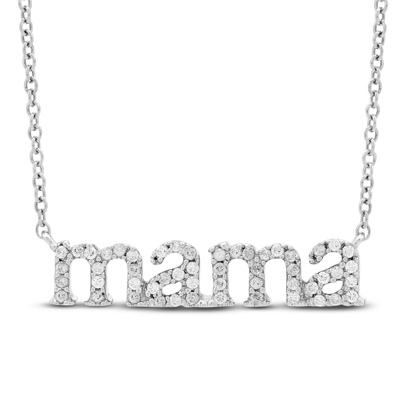 Main Image 1 of Diamond &quot;Mama&quot; Necklace 1/8 ct tw 10K White Gold 18&quot;