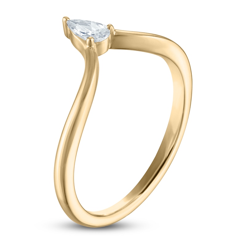 Main Image 2 of Pear-Shaped Diamond Contour Ring 1/5 ct tw 14K Yellow Gold