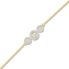 Thumbnail Image 2 of Diamond Three-Stone Halo Wheat Chain Bracelet 1/3 ct tw 10K Yellow Gold 7.5&quot;