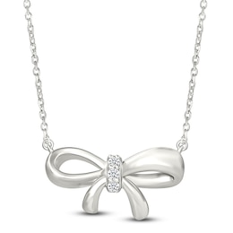 Diamond Bow Necklace 1/20 ct tw Sterling Silver 18&quot;