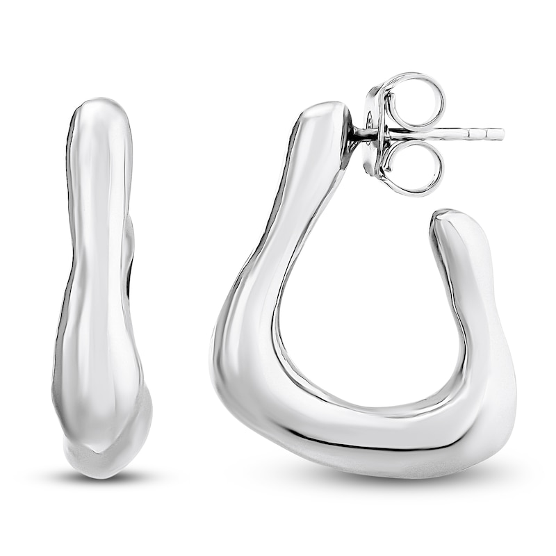 Main Image 1 of Italia D'Argento Sculpted Puff Three-Sided Hoop Earrings Sterling Silver