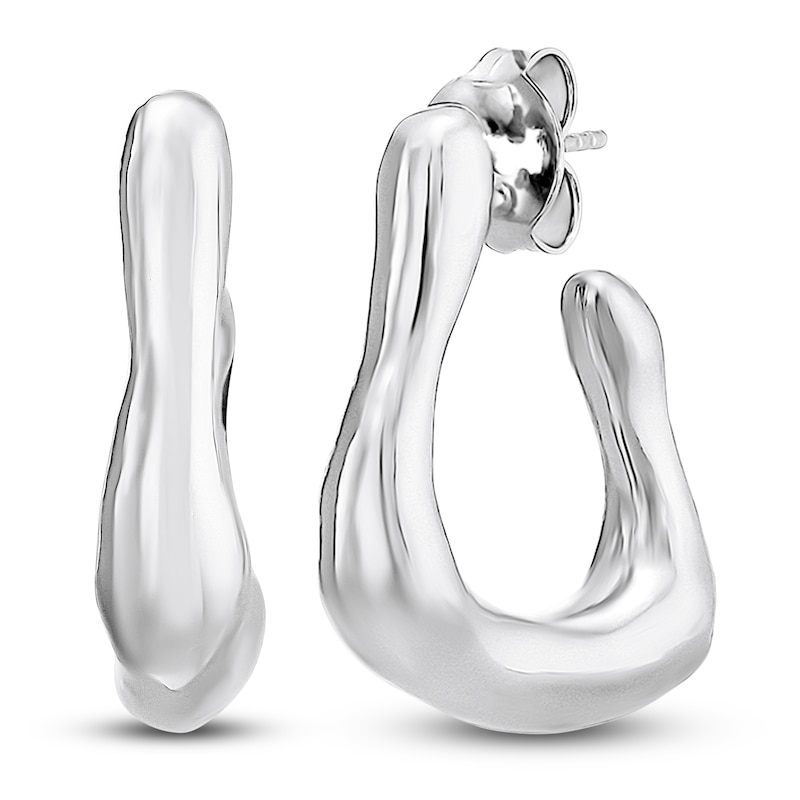 Main Image 2 of Italia D'Argento Sculpted Puff Three-Sided Hoop Earrings Sterling Silver