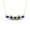 Thumbnail Image 0 of Oval-Cut Natural Blue Sapphire & Diamond Curve Necklace 1/8 ct tw 14K Yellow Gold 18"