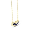 Thumbnail Image 1 of Oval-Cut Natural Blue Sapphire & Diamond Curve Necklace 1/8 ct tw 14K Yellow Gold 18"