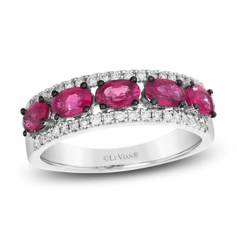 Main Image 1 of Le Vian Oval-Cut Natural Ruby Ring 1/5 ct tw Diamonds 14K Vanilla Gold