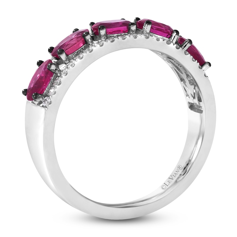 Main Image 2 of Le Vian Oval-Cut Natural Ruby Ring 1/5 ct tw Diamonds 14K Vanilla Gold