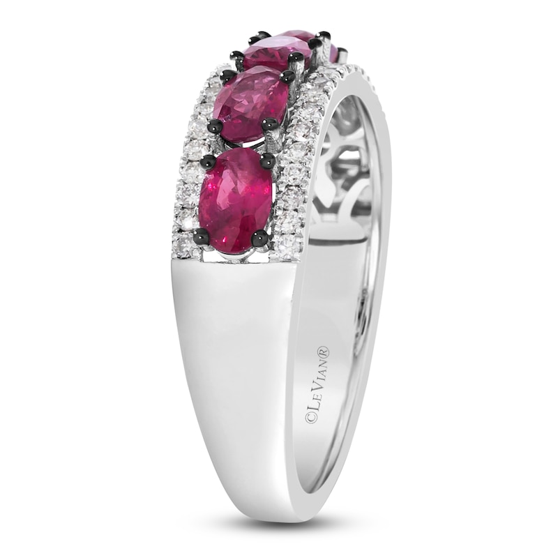 Main Image 3 of Le Vian Oval-Cut Natural Ruby Ring 1/5 ct tw Diamonds 14K Vanilla Gold