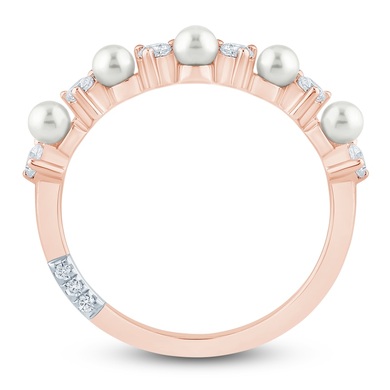 Main Image 4 of Pnina Tornai Cultured Pearl & Diamond Contour Anniversary Ring 1/3 ct tw 14K Rose Gold