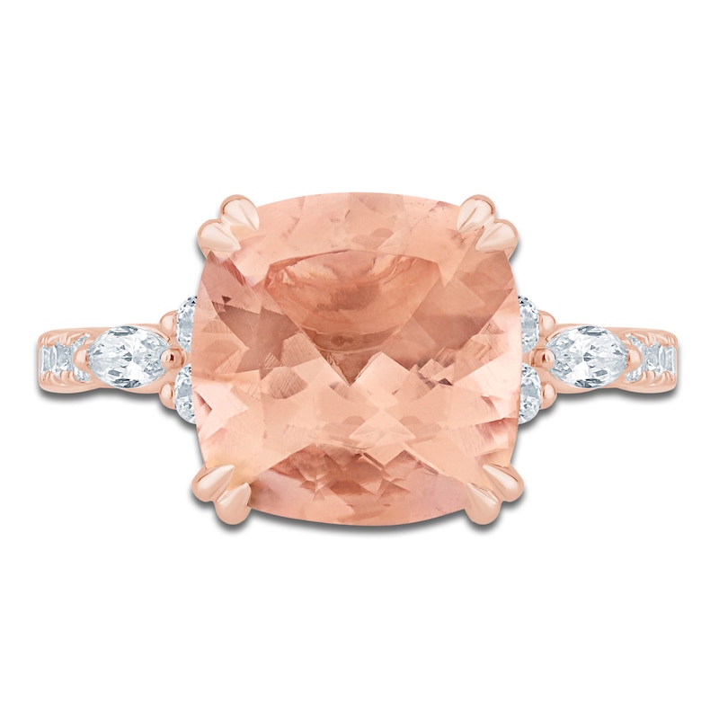 Main Image 3 of Pnina Tornai Cushion-Cut Morganite & Diamond Engagement Ring 1/2 ct tw 14K Rose Gold