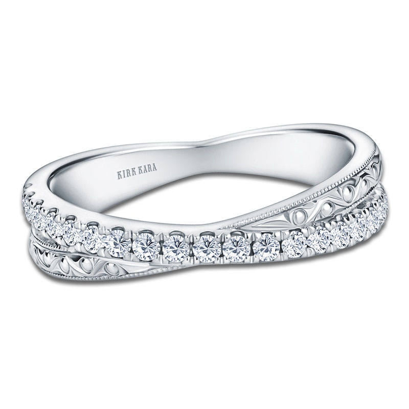 Main Image 1 of Kirk Kara Diamond Filigree Crossover Wedding Band 1/4 ct tw Platinum