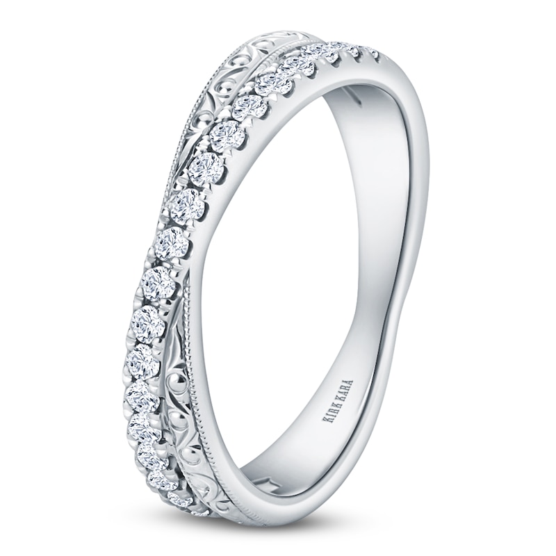 Main Image 2 of Kirk Kara Diamond Filigree Crossover Wedding Band 1/4 ct tw Platinum