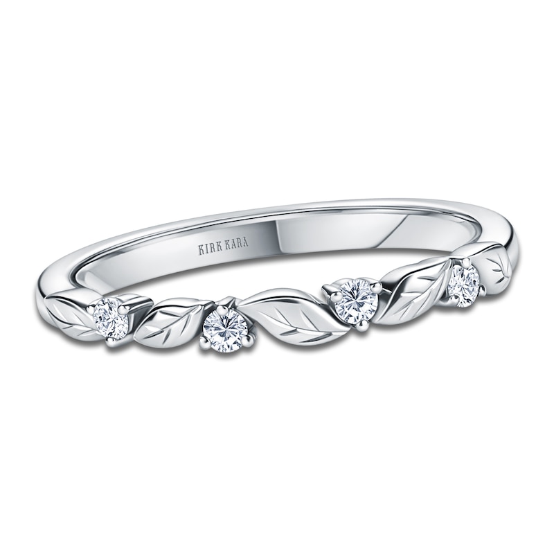 Main Image 1 of Kirk Kara Diamond Four-Stone Leaf Wedding Band 1/15 ct tw 18K White Gold